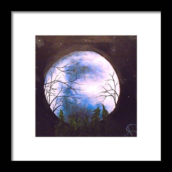 Full Moon Framed Print featuring the painting Blue Moon by Jen Shearer