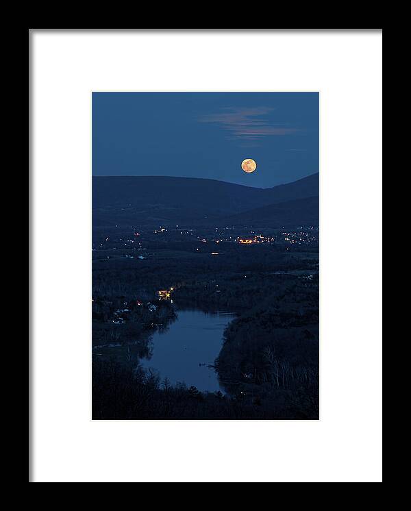 Moon Framed Print featuring the photograph Blue Moon Over the Shenandoah River by Lara Ellis