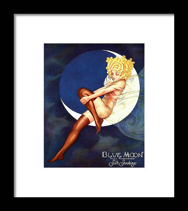 Blue Moon Framed Print featuring the painting Blue Moon Silk Stockings by Vintage