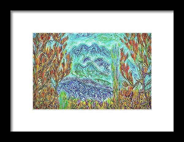 Joelbrucewallach Framed Print featuring the digital art Blue Mountain Visions by Joel Bruce Wallach