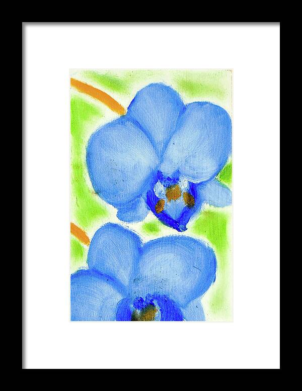  Framed Print featuring the painting Blue Orchids by Loretta Nash