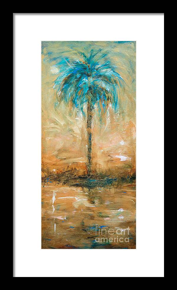 Beach Framed Print featuring the painting Blue Palm by Linda Olsen