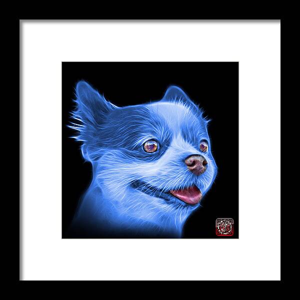 Pomeranian Framed Print featuring the painting Blue Pomeranian dog art 4584 - BB by James Ahn