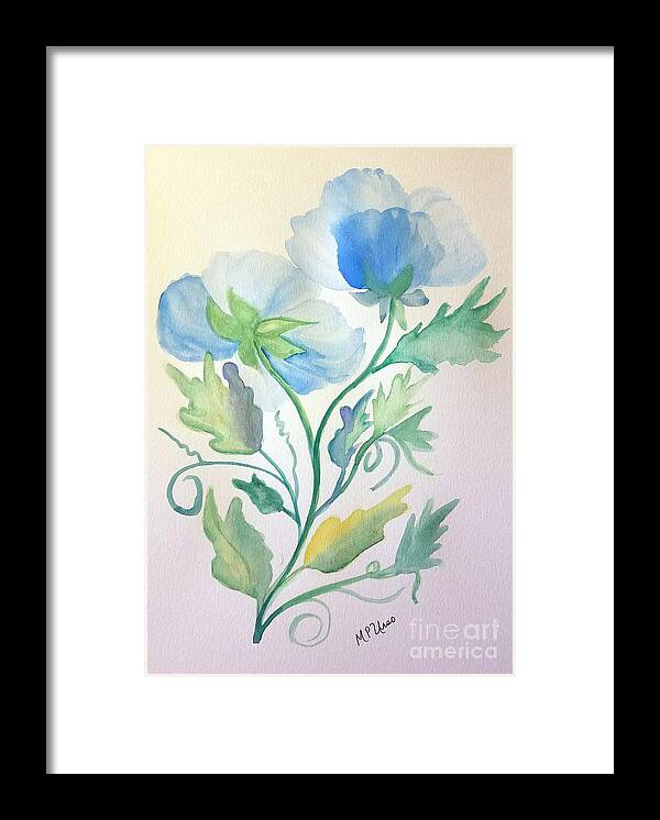 Blue Poppies Framed Print featuring the painting Blue Poppies by Maria Urso