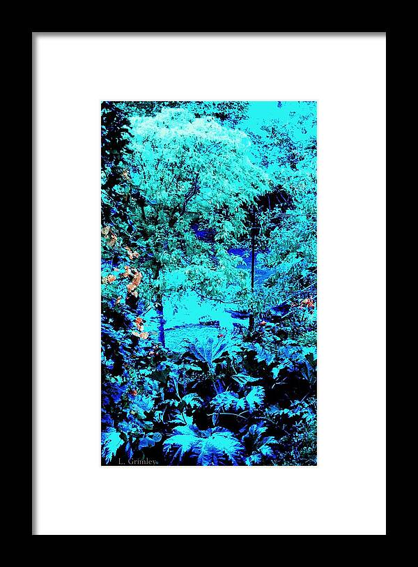 Blue Framed Print featuring the digital art Blue Portal by Lessandra Grimley