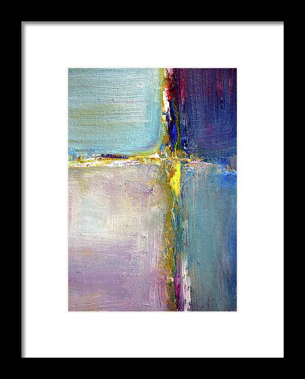 Large Blue Abstract Painting Framed Print featuring the painting Blue Quarters by Nancy Merkle