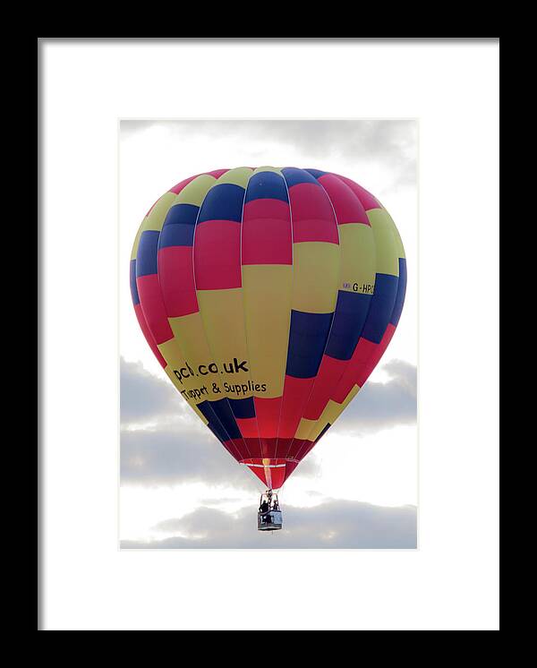Aerial Framed Print featuring the photograph Blue, Red and Yellow Hot Air Balloon by Scott Lyons
