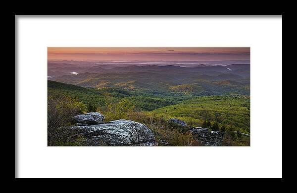 Blue Ridge Parkway Framed Print featuring the photograph Blue Ridge Dawn Panorama by Andrew Soundarajan