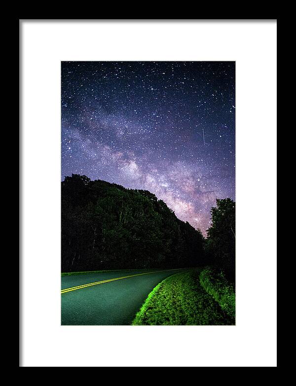 Night Framed Print featuring the photograph Blue Ridge Parkway NC Highway To The Stars by Robert Stephens