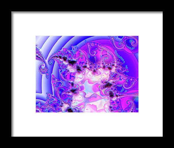 Abstract Framed Print featuring the digital art Blue Rings by Ronald Bissett