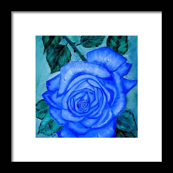Rose Framed Print featuring the painting Blue Rose by Quwatha Valentine
