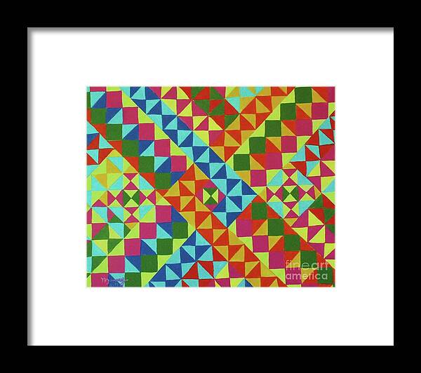 Geometric Framed Print featuring the painting Blue Route by Alicia Maury