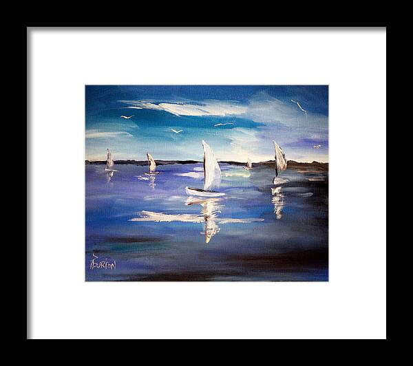 Blue Framed Print featuring the painting Blue Sailing by Phil Burton