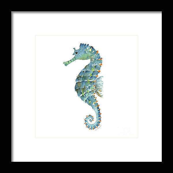 Beach House Framed Print featuring the painting Blue Seahorse by Amy Kirkpatrick