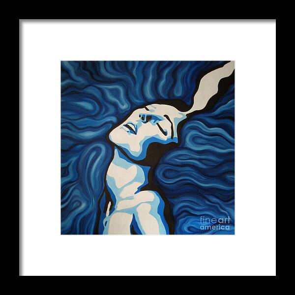Blue Framed Print featuring the painting Blue Shimmers by Jindra Noewi