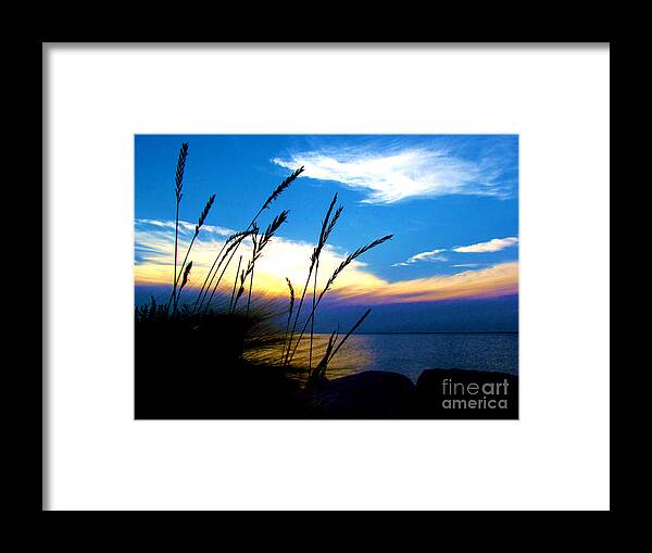 Photograph Framed Print featuring the photograph Photograph Blue Shores Silhouette Sunset by Delynn Addams