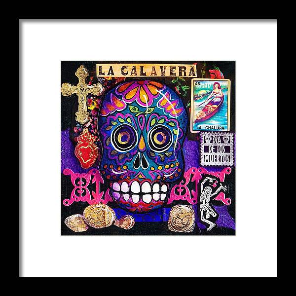 Skull Framed Print featuring the mixed media Blue Skull by Candy Mayer