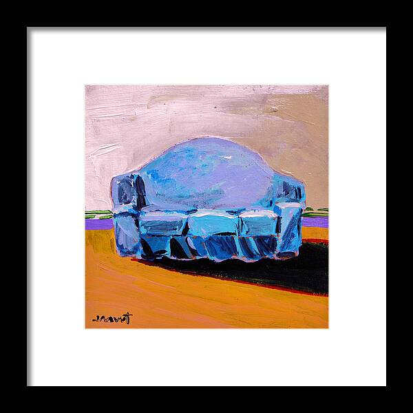 Sofa Framed Print featuring the painting Blue Slipcover by John Williams