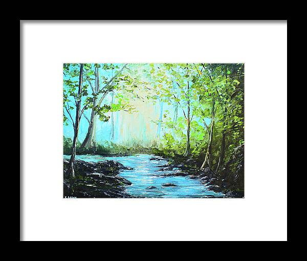  Landscape Paintings Framed Print featuring the painting Blue Stream by Kevin Brown