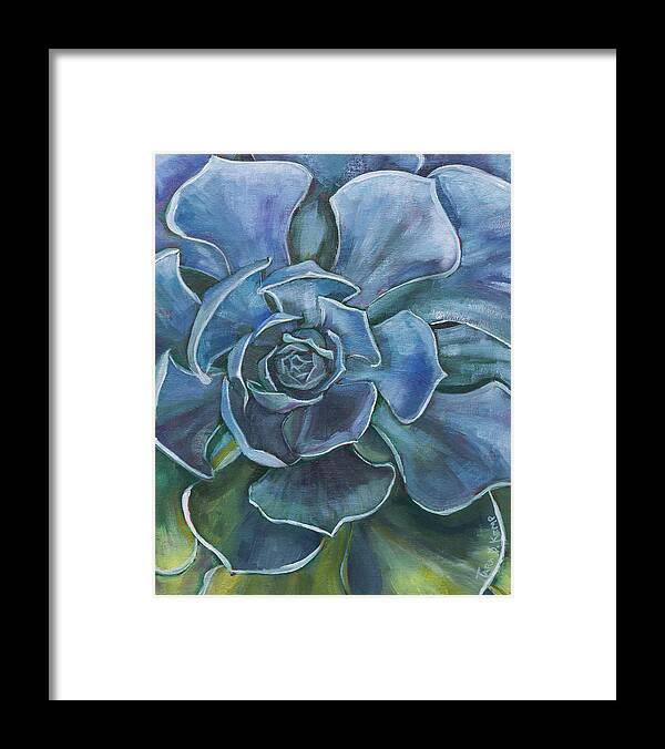 Eugene Framed Print featuring the painting Blue Succulent by Tara D Kemp