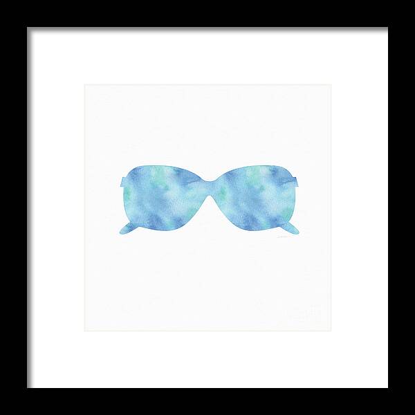 Sunglasses Framed Print featuring the painting Blue Sunglasses 2- Art by Linda Woods by Linda Woods