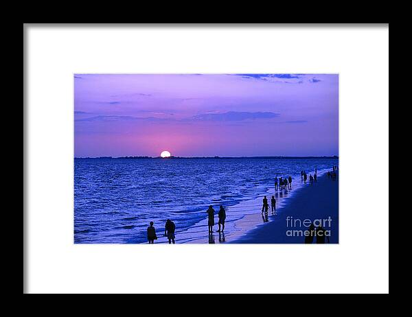 Clouds Framed Print featuring the photograph Blue Sunset on the Gulf of Mexico at Fort Myers Beach in Florida by William Kuta