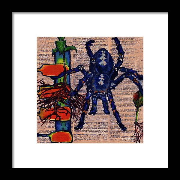 Tarantula Framed Print featuring the painting Blue Tarantula by Emily McLaughlin