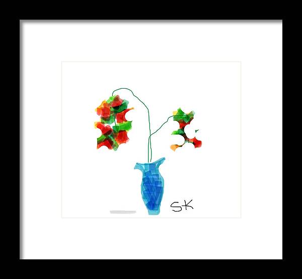 Blue Framed Print featuring the digital art Blue Vase by Sherry Killam