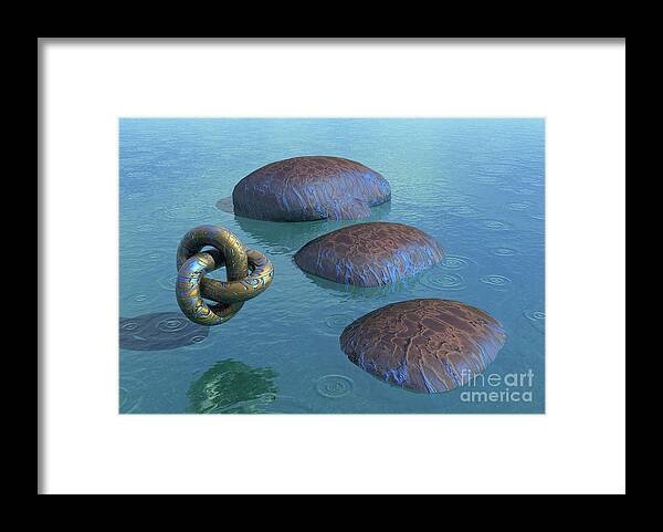 Surrealism Framed Print featuring the digital art Blue vein of life - Surrealism by Sipo Liimatainen