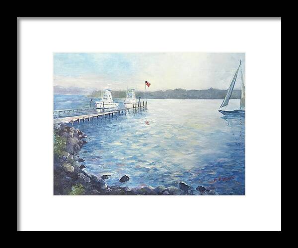 Panhandle Framed Print featuring the painting Blue Water Bay by ML McCormick