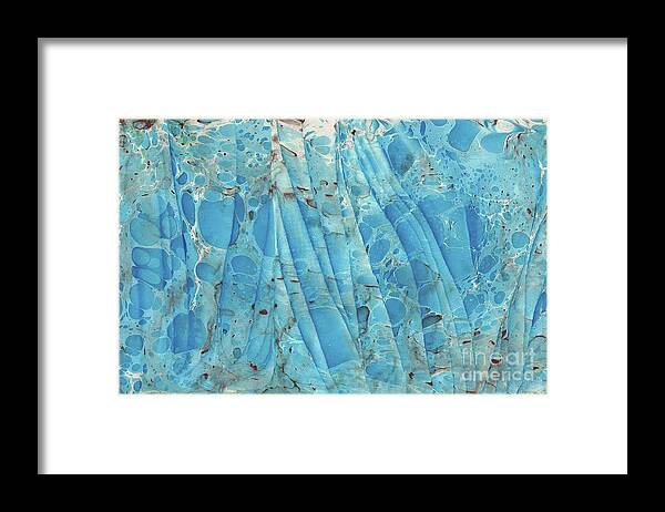 Water Marbling Framed Print featuring the painting Blue Wave 2 by Daniela Easter