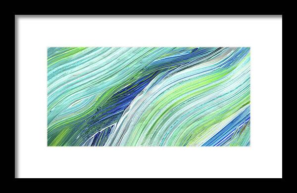 Abstract Water Framed Print featuring the painting Blue Wave Abstract Art for Interior Decor I by Irina Sztukowski