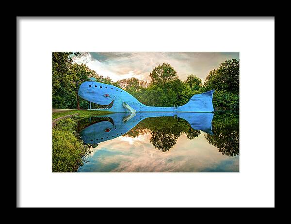 America Framed Print featuring the photograph Blue Whale of Route 66 - Catoosa Oklahoma by Gregory Ballos