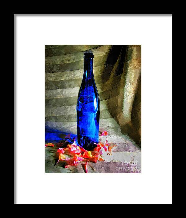 Bottle Framed Print featuring the photograph Blue Wine Bottle by Todd Blanchard