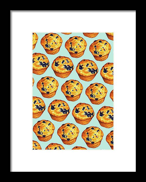 Food Framed Print featuring the digital art Blueberry Muffin Pattern by Kelly Gilleran