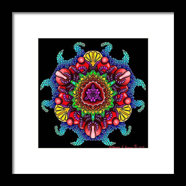 Psychedelic Framed Print featuring the painting Blueberryflower by ThomasE Jensen
