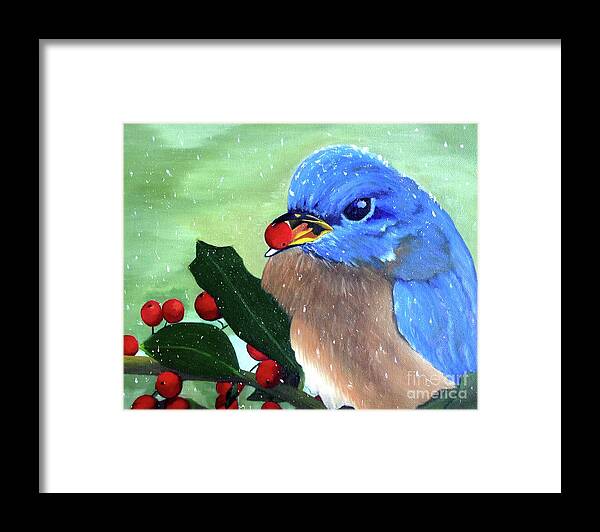 Bluebird Framed Print featuring the painting Bluebird by Jennefer Chaudhry