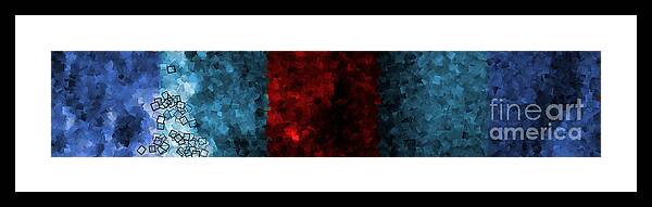 Abstract Framed Print featuring the digital art Blues and Red Strata - Abstract Tiles No. 16.0229 by Jason Freedman