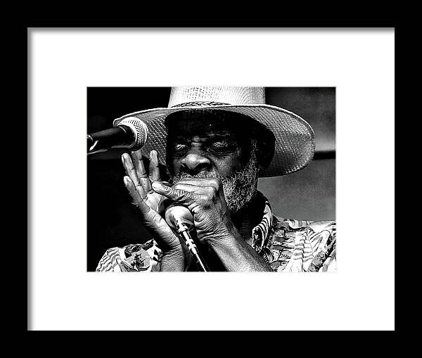 Blues Framed Print featuring the photograph Blues Harp BW by C H Apperson