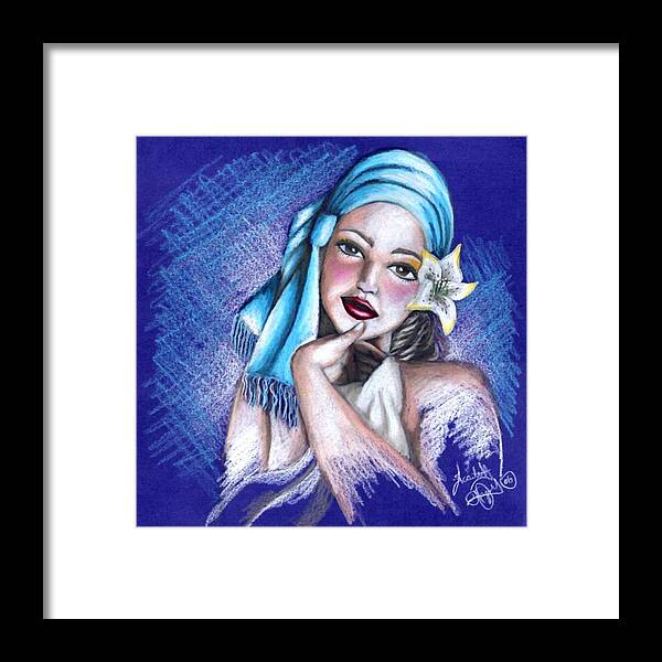 Portrait Framed Print featuring the drawing Blues by Scarlett Royale