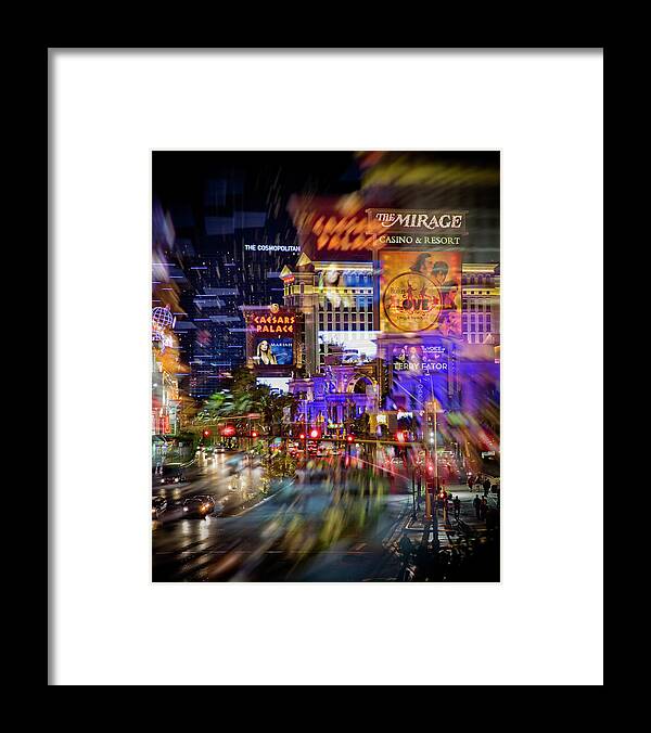  Las Framed Print featuring the photograph Blurry Vegas Nights by Ricky Barnard