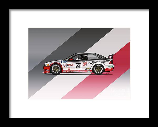 Car Framed Print featuring the digital art Bmw 3 Series E36 M3 GTS-2 PTG Race Car by Tom Mayer II Monkey Crisis On Mars