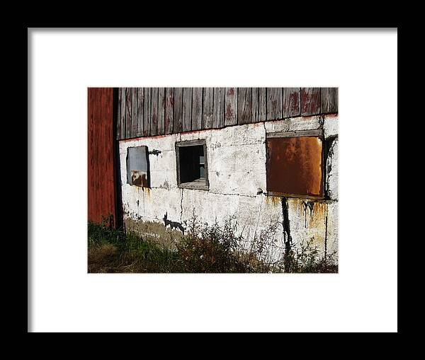 Window Framed Print featuring the photograph Boarded Up by Sheryl Burns