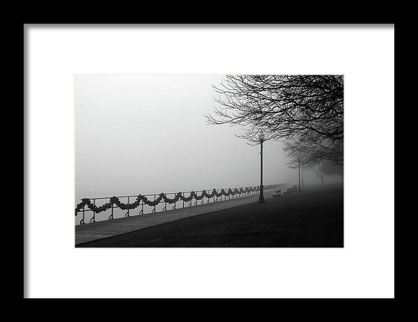 Fog Framed Print featuring the photograph Boardwalk fog 7 by Mary Bedy