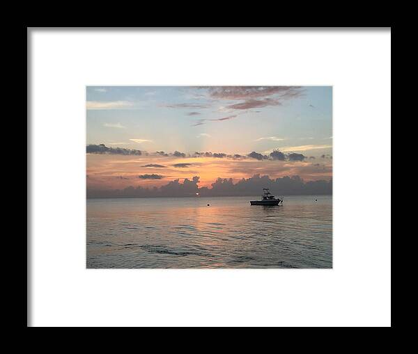  Framed Print featuring the photograph Boat in the sunset by Caitlyn Mccall