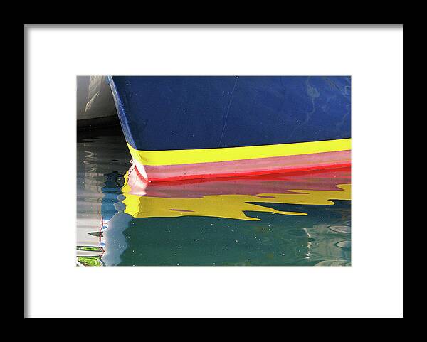Blue Framed Print featuring the photograph Boat Reflection by Ted Keller