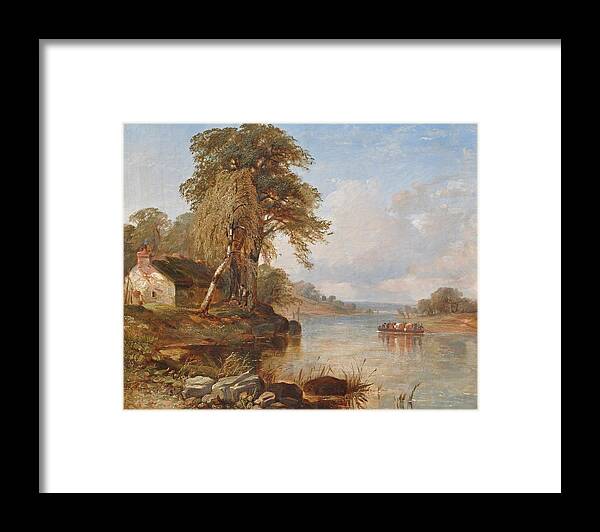 Thomas Creswick - Boating Party On The River Thames Framed Print featuring the painting Boating Party on the River Thames by MotionAge Designs