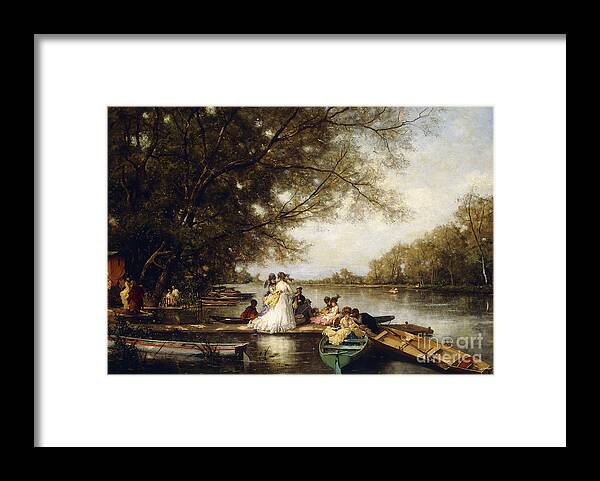Boating Party On The Thames Framed Print featuring the painting Boating Party on the Thames by Ferdinand Heilbuth