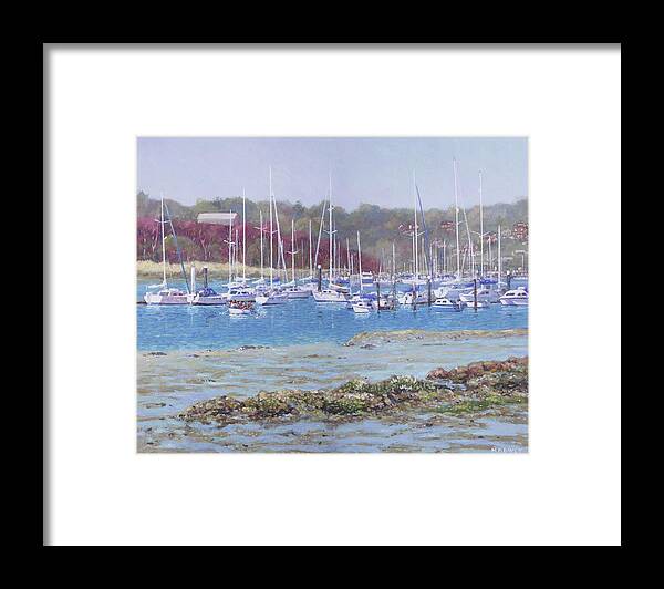 Boats Framed Print featuring the painting Boats at Hamble Marina by Martin Davey