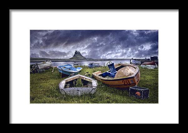 Lindisfarne Framed Print featuring the photograph Boats at Lindisfarne by Brian Tarr